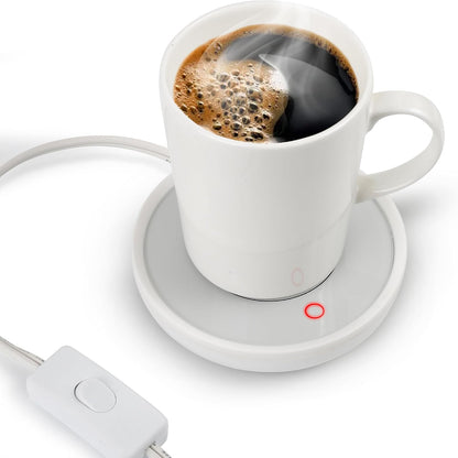 Coffee Mug Warmer with Auto Shut-Off – Compact 17W Cup Warmer for Desk with Gravity Switch – Electric Candle Warmer Plate for Jar Candles – Keeps Coffee, Tea & Drinks Warm – Safe & Durable (White)
