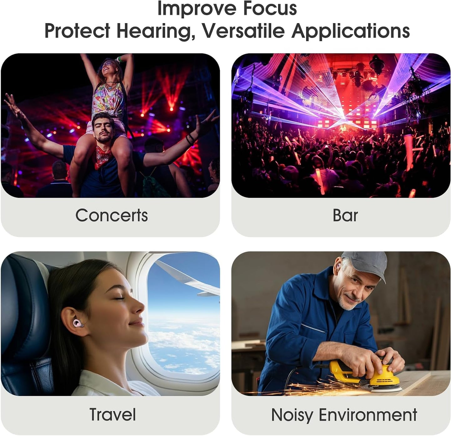 Noise Cancelling Ear Plugs for Sleeping, Reusable Silicone Ear Plugs for Noise Reduction, Soft Hearing Protection with 8 Ear Tips for Concerts, Work, Shooting, and Travel(Rose)