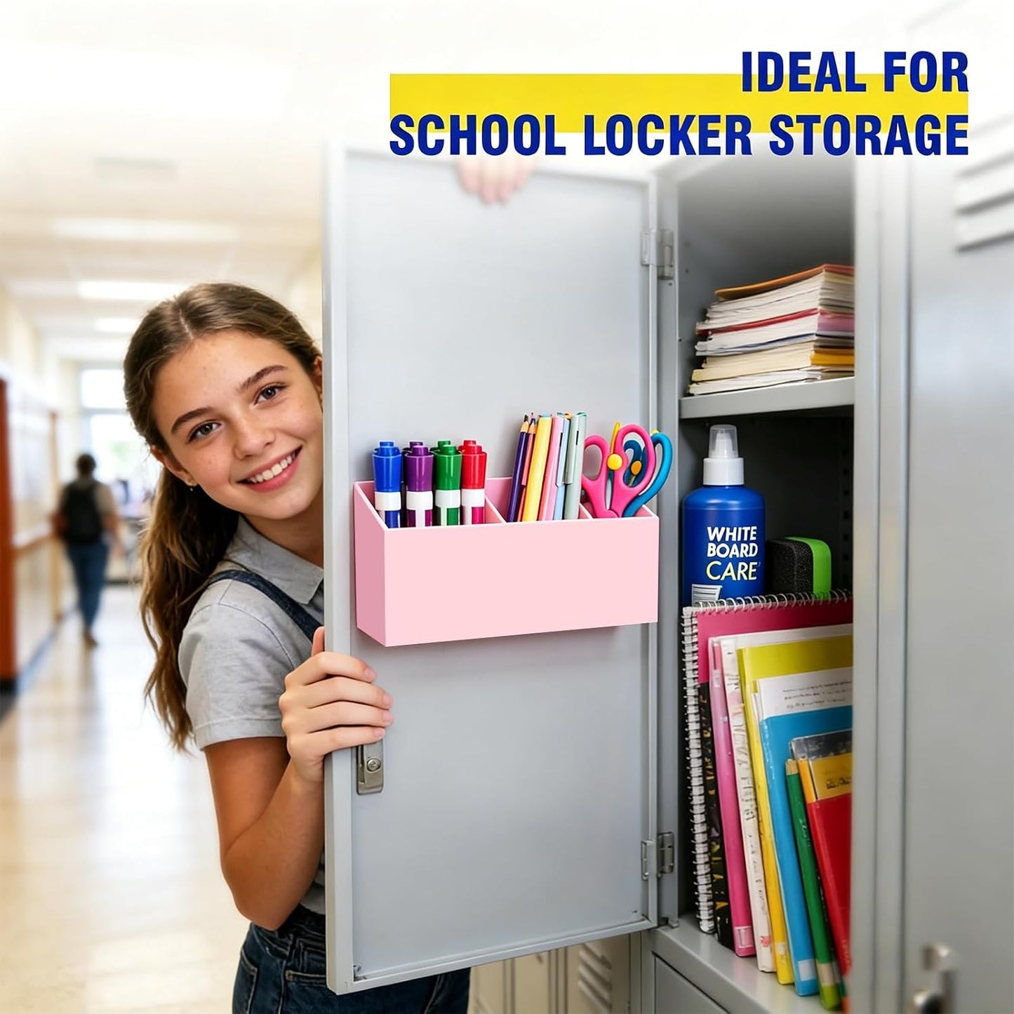 Magnetic Marker Holder for Whiteboard, Fridge, Teacher Must Have | Acrylic Magnet Dry Erase Pen Holder for Refrigeator, Anti-slip Pencil Holder for Classroom, Locker Organizer Accessories