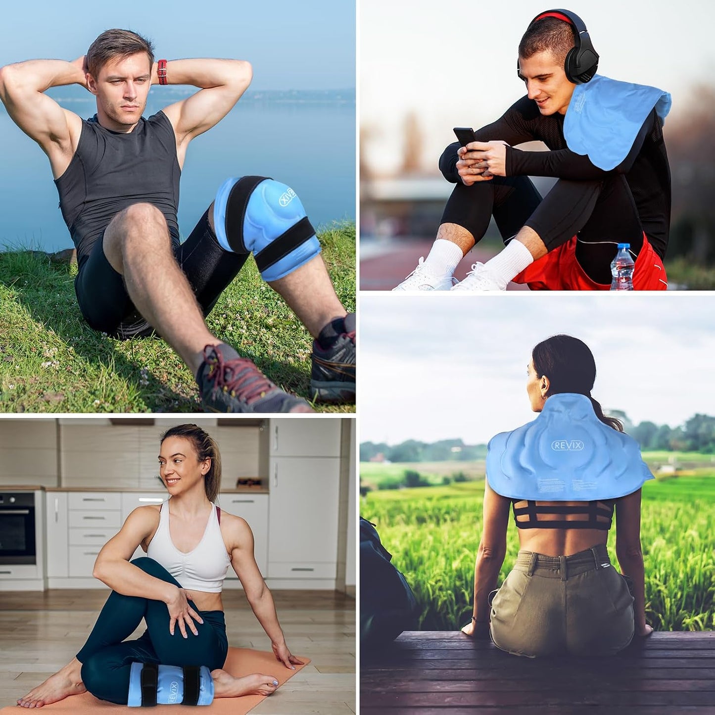 REVIX 20" XXXL Knee Ice Pack Wrap Around Entire Knee, Extra Large Ice Pack | Covers Full Knee with Cold Compression for Meniscus Tear, Arthritis, Back, Shoulder and Post-Workout Recovery