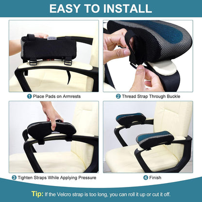 Office Chair Armrest Pads, Cooling Gel Computer Chair Arm Pads, Memory Foam Ergonomic Armrest Cushion for Gaming (2 Pack)