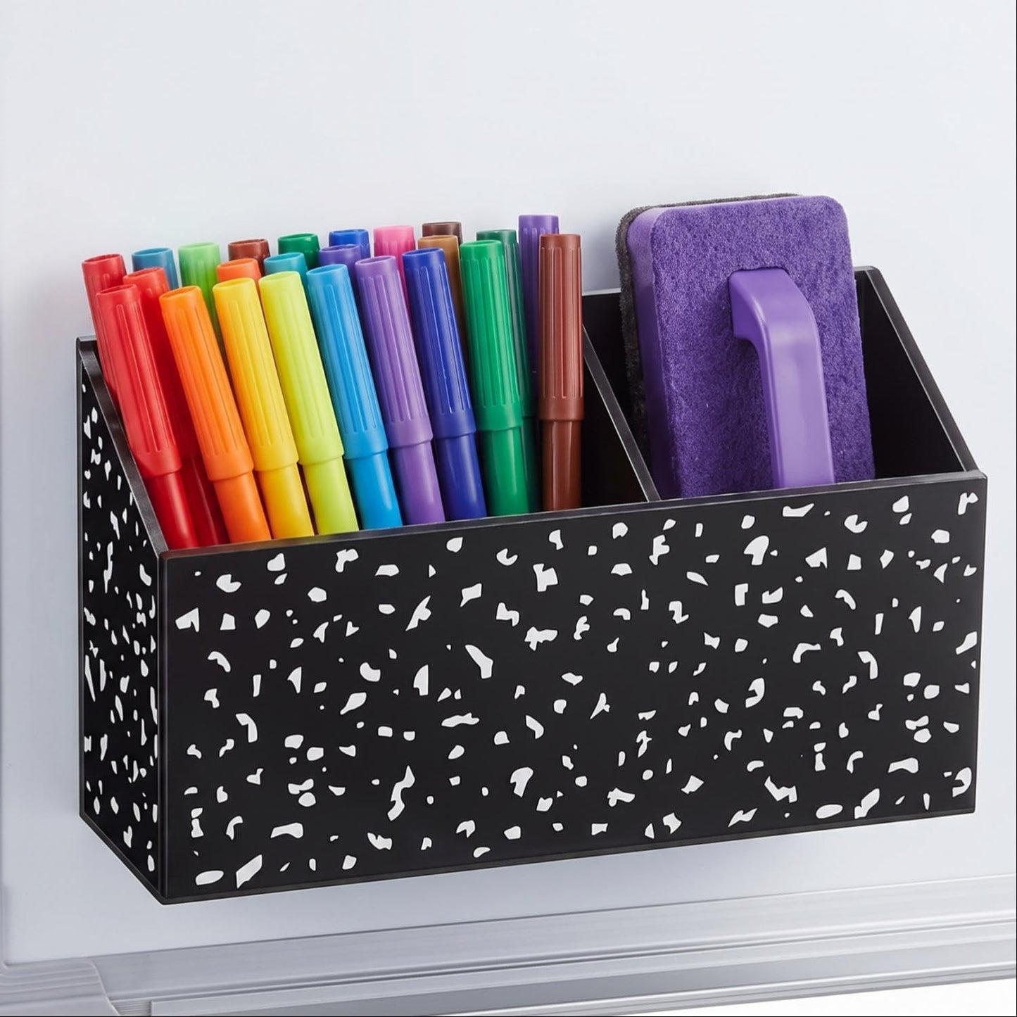 Tenceur Magnetic Dry Erase Marker Holder Acrylic Magnetic Pen Holder Whiteboard Marker Organizer for Whiteboard Fridge Refrigerator Locker Accessories Office Home Pen Storage(Checkered)