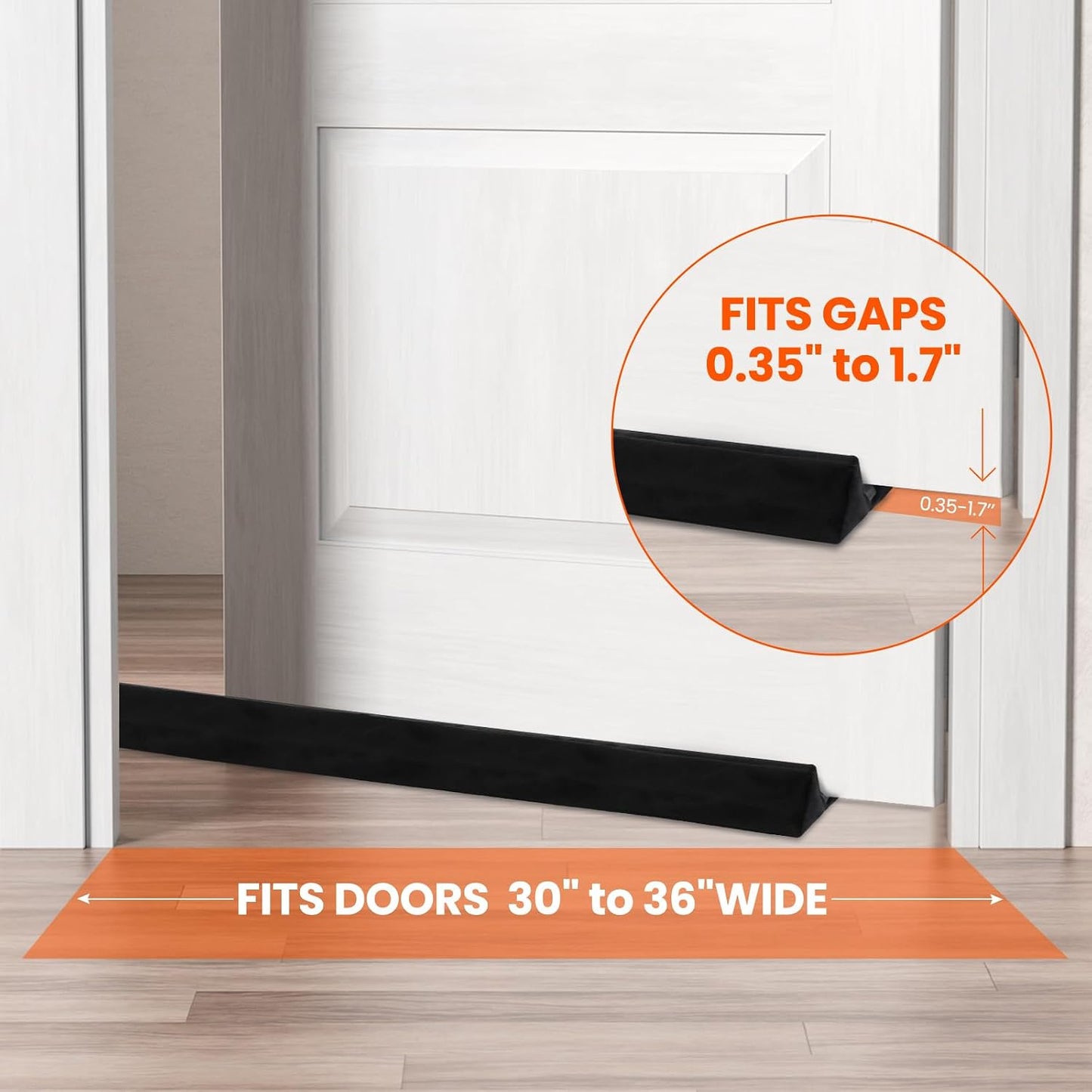 GDHOMM Door Draft Stopper for Bottom of Doors Weather Stripping Door Gap Filler Soundproof Size Adjustable 30"-36", Gray