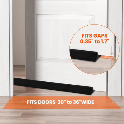 GDHOMM Door Draft Stopper for Bottom of Doors Weather Stripping Door Gap Filler Soundproof Size Adjustable 30"-36", Gray
