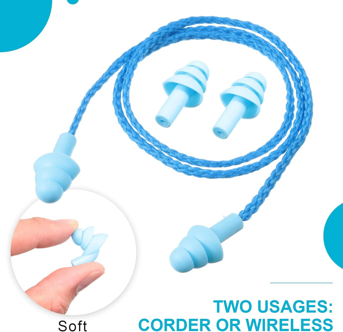 Tondiamo 200 Pairs Ear Plug Bulk with Cord Reusable Silicone, Fresh