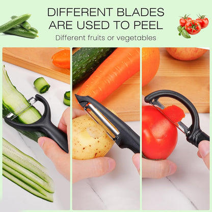 Senbowe Upgrade Potato Peeler for Kitchen, 6PCS Stainless Steel Vegetable Peeler, I and Y Veggie Food Peeler for Apple Fruit Carrot Zucchini Cucumber,Good Grip Makes Peeling Very Easy (Green)