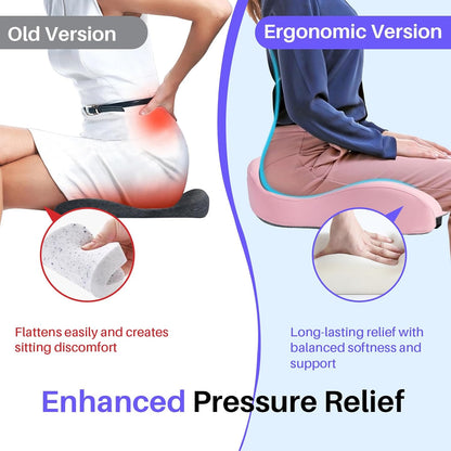 Ergonomic Seat Cushion, Office Chair Cushion for Sciatica Support, Pink