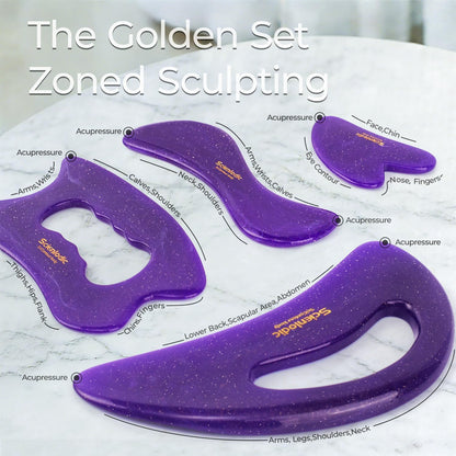 Scienlodic Gua Sha Massage Tool with Handle (Resin) Larger Guasha Scraping Tool for Back Neck Face Leg Massage, Lymphatic Drainage, Cellulite Remove - Large