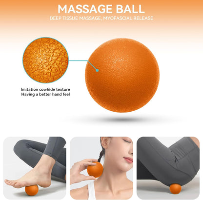 Krightlink 5-in-1 Foam Roller Set High Density Deep Tissue Muscle Massage | Muscle Recovery Kit Exercise Roller, Massage Ball, Resistance Band & Carry Bag for Physical Therapy & Pain Relief Black
