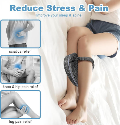 Knee Pillow for Side Sleepers, Leg Pillow for Sleeping, Knee Pillow with Strap, Alignment Pillow Between Legs, Suitable for Relieving Leg, Back & Knee Pain, Machine Washable (Blue)