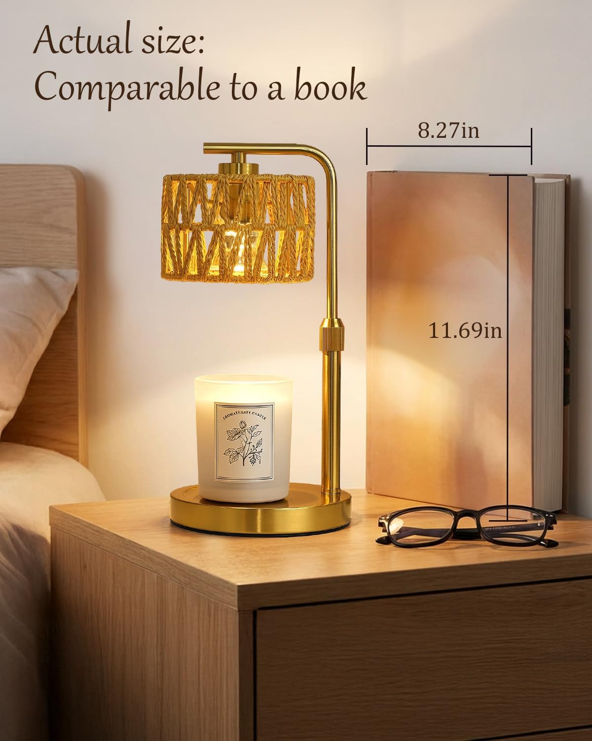 Candle Warmer Lamp with Timer Dimmer, Height Adjustable Modern Farmhouse Candle Warmer, Electric Candle Lamp Warmer with 2 Bulbs, Birthday Gifts for Women Mom, Gift for Home Decor