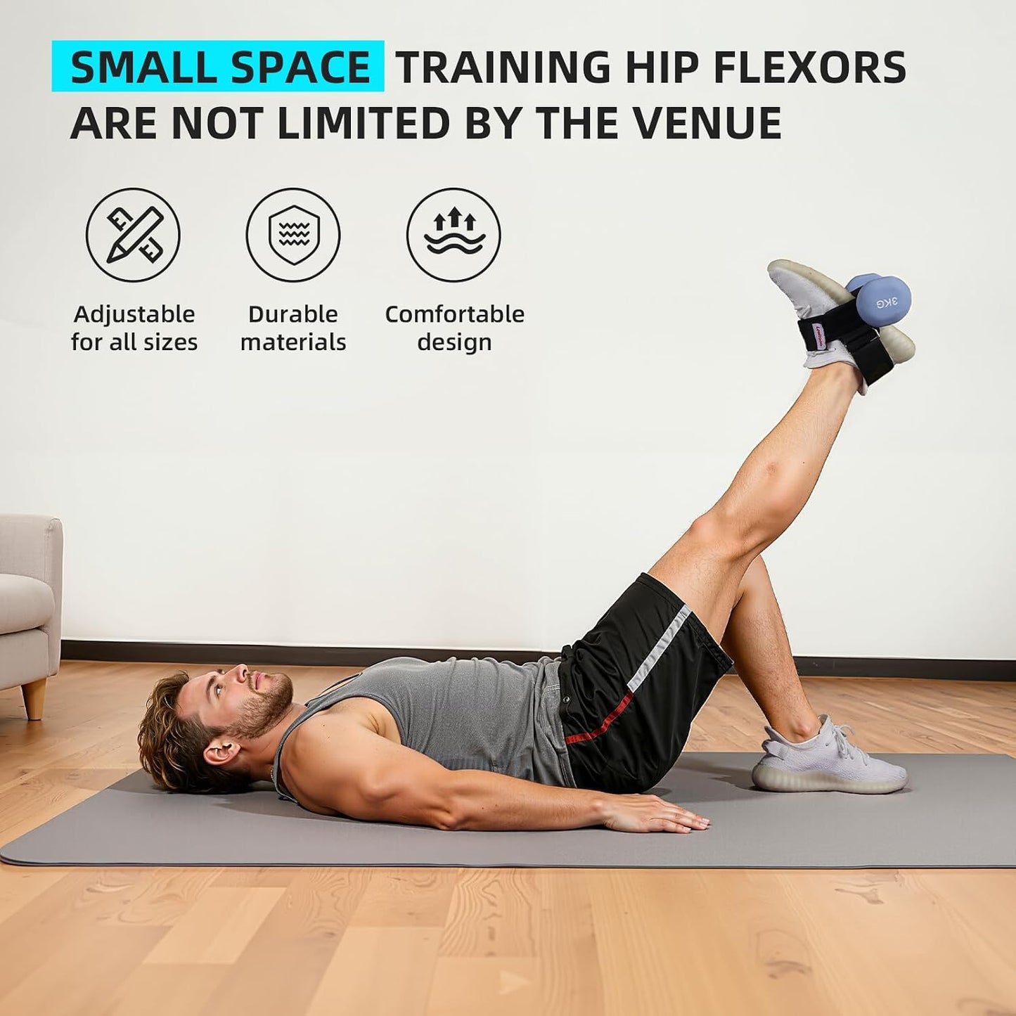 Original Dumbbell Foot Attachment Heavy Duty Durable, Practical Leg Ankle Curl Attachment Adjustable, Tbialis Raise Trainer Weight Holder Foot Strap for Weight Monkey Feet Foot Weights for Exercise