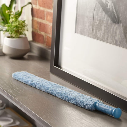 E-Cloth Cleaning & Dusting Wand, Reusable Duster - Blue, 1 Pack | Long Hand Dusters for Cleaning, Washable, Cleans Dust & Pet Hair, Flexible Foam for Hard-to-Reach Ceiling Fan Blades