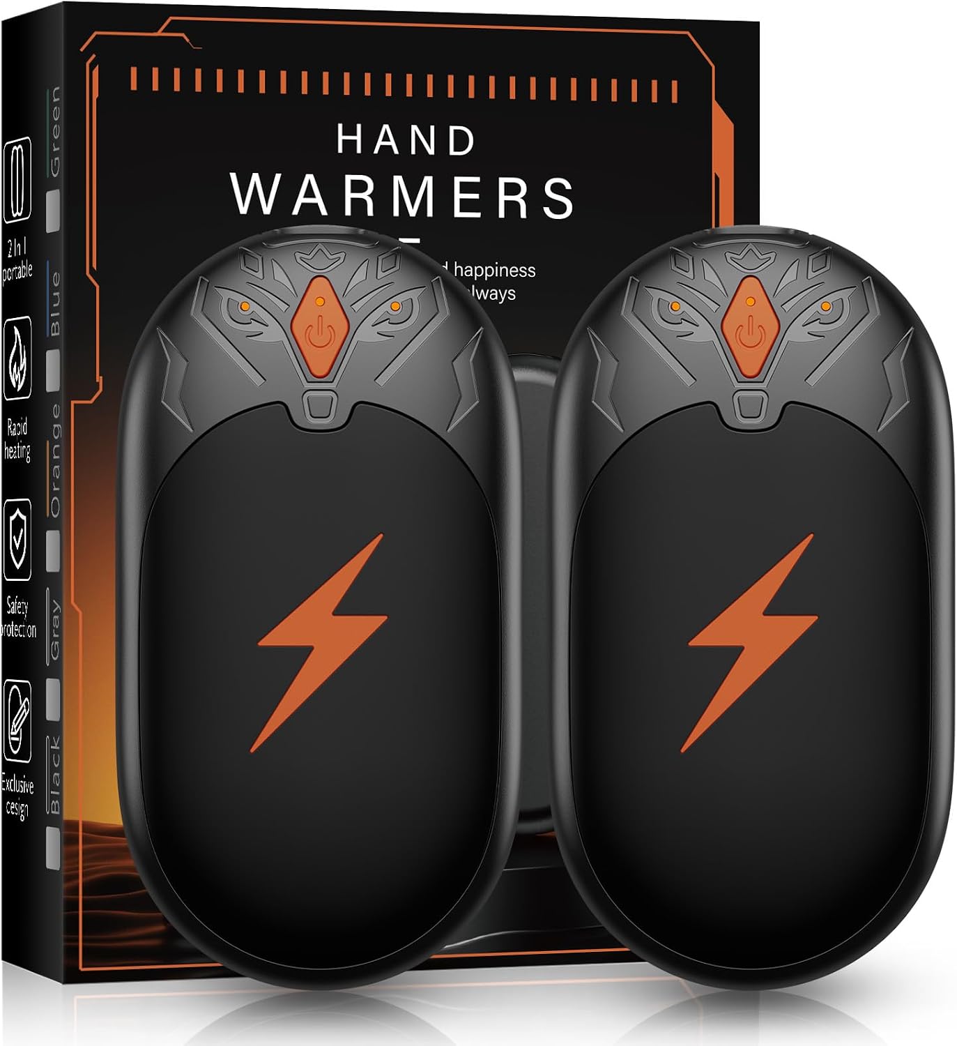 Hand Warmers Rechargeable 2 Pack, Electric Hand Warmer Up to 24Hrs, Wolf-Shape, Portable Reusable HandWarmer, Winter Gifts for Camping, Hunting, Fishing, Christmas