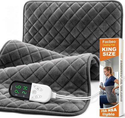 Electric Heating Pad for Back Neck & Shoulders, 35"x20" King Size, Velvet
