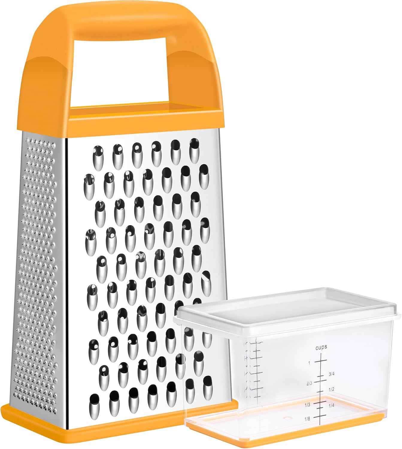 Urbanstrive Cheese Grater With Container Box Grater Stainless Steel Graters for Kitchen Cheese Shredder Parmesan Shredder Kitchen Gadgets Kitchen Tools Kitchen Gifts for Chef Dishwasher Safe Zester