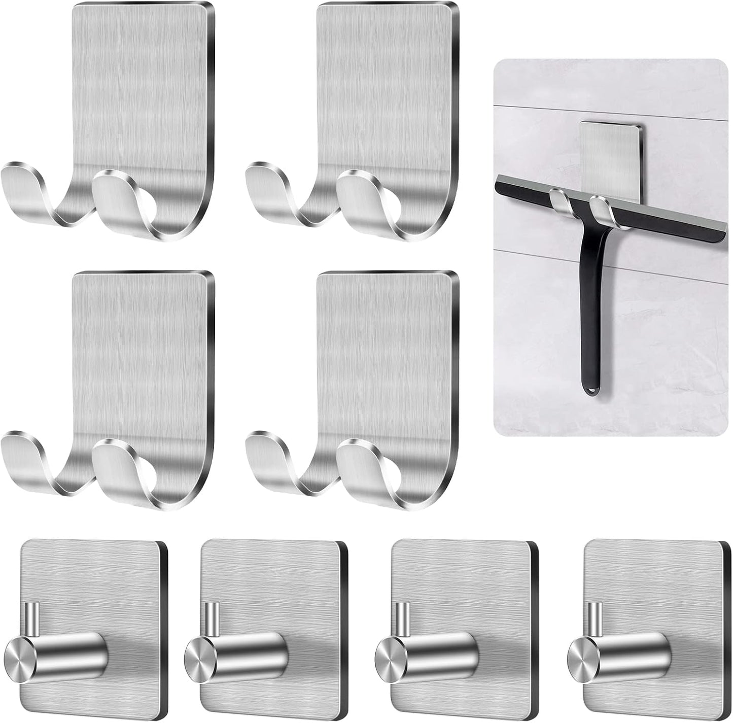 CGBE Shower Holders for Razors, 2 Pack Squeegee Holder and 2 Pack Razor Holder, Razors Holder for Shower Heavy Duty Waterproof Hook for Squeegee Loofah - Black