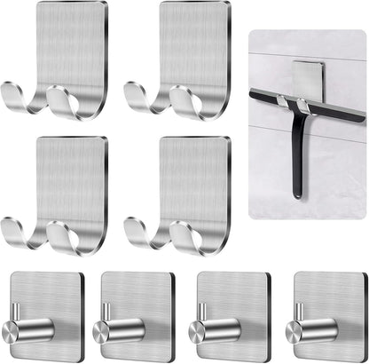 CGBE Shower Holders for Razors, 2 Pack Squeegee Holder and 2 Pack Razor Holder, Razors Holder for Shower Heavy Duty Waterproof Hook for Squeegee Loofah - Black