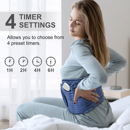 Heat Pad for Back Pain Relief Electric Heating Pads with 6 Temperatures Soft Detachable Heat Pad for Man Women (Gray)