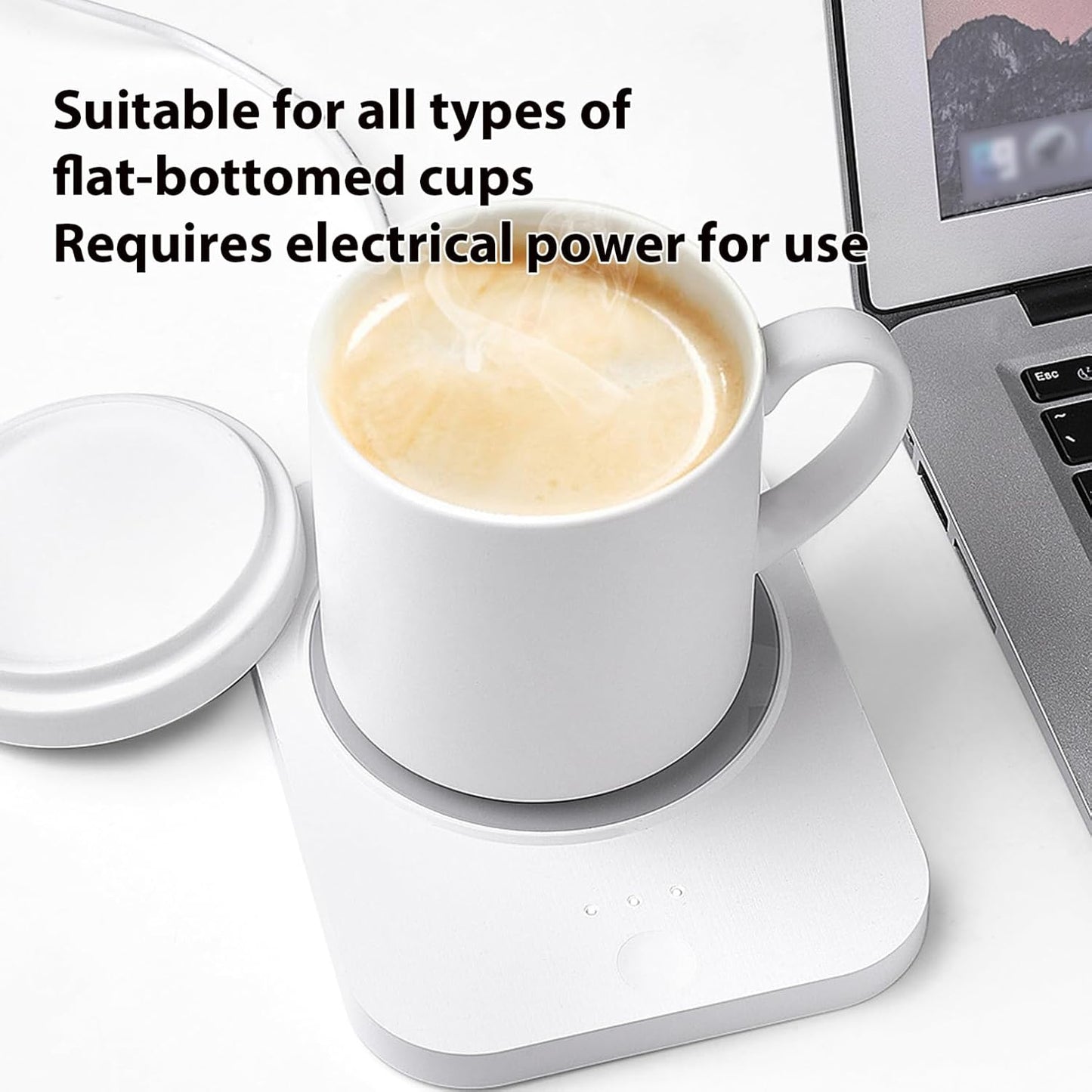 Electric Mug Warmer Smart Thermostat Coffee Mug Warmer for Desk with 3 Temperature Settings & 8h Auto Shut Off, for Coffee, Milk, Tea.