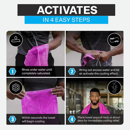 COLD FACTOR Instant PVA Cooling Towels, Cooling Neck Wraps, Blue, 3 Pack | 5 Hours of Cooling, UPF 50+, Soft Cooling Towels for Neck and Face, Machine Washable, Ideal for Sports & Workouts, 3"x29.5"