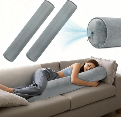 ONTYZZ Inflatable Round Neck Pillow Cervical Roll Pillow, 4.9 * 14.96 inch | Cylinder Bolster Pillow for Head, Neck, Back, Legs and Yoga, Grey