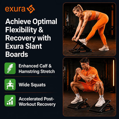 EXURA Adjustable Wide Slant Board for Squats, Squat Wedge & Calf Stretcher