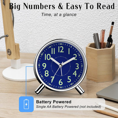 Analog Alarm Clock Night Ligh Battery Operated for Bedroom