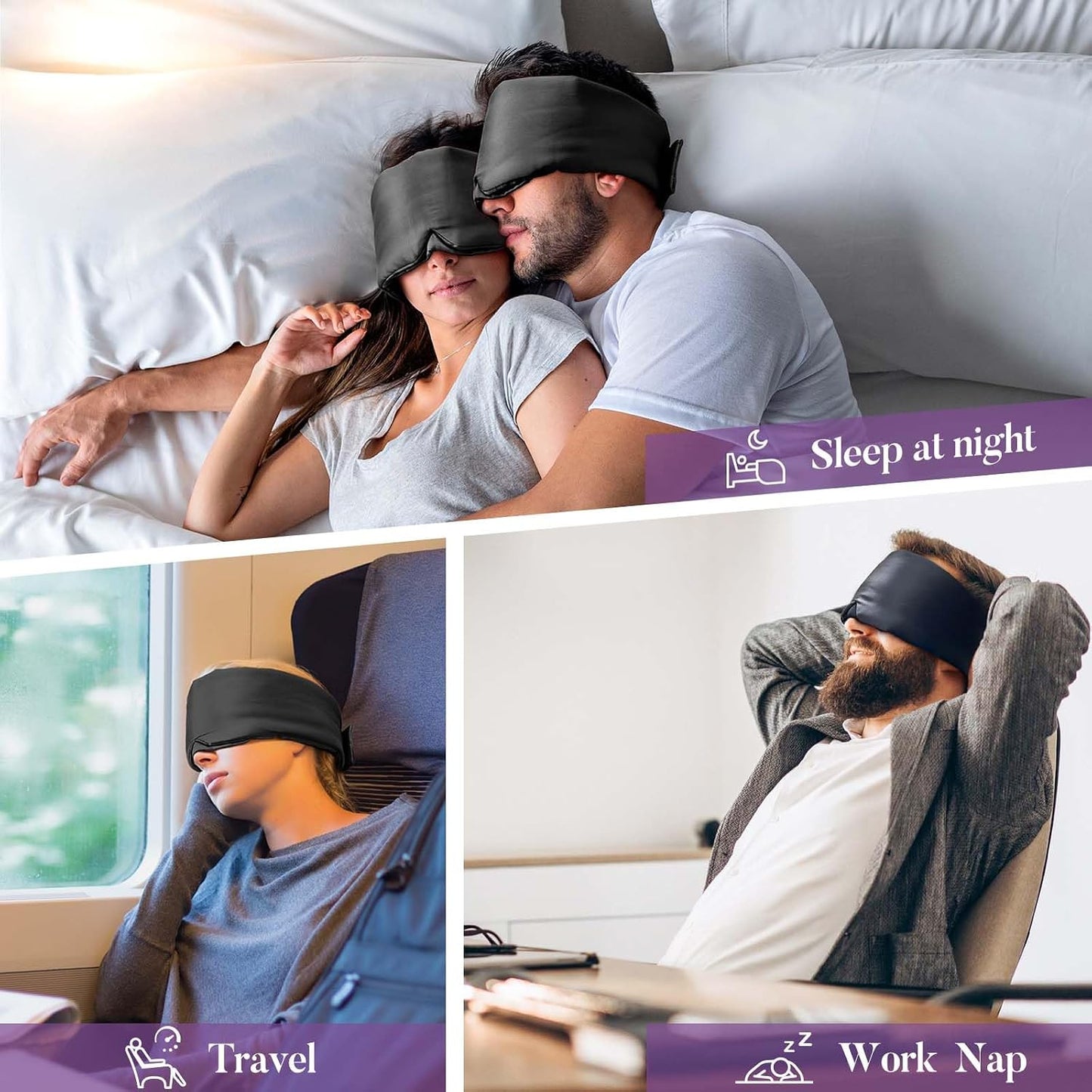 Sleep Mask, Eye Mask Weighted Light Blocking Eye Cover, Travel Mask | Softer Than Silk, Night Sleeping Mask for Women Men, Comfortable Adjustable Band Camel