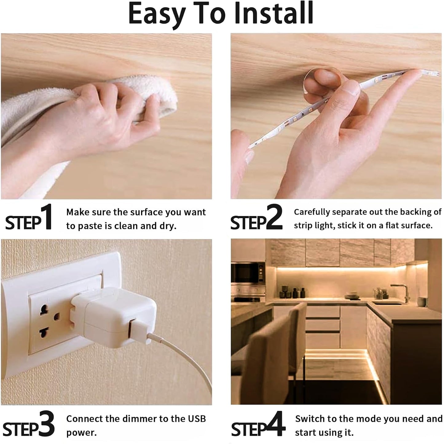 LED Light Strip Motion Sensor, USB Powered, Waterproof Rope Lights 6000K, Day and Night Modes Dimming, Indoor/Outdoor Use, Adhesive Tape 16.4ft