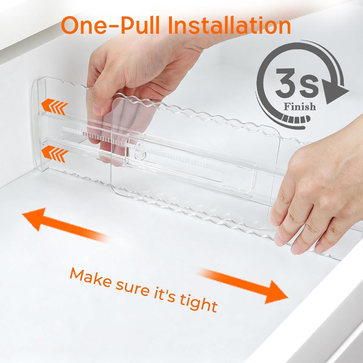 4 Pack 4" High Drawer Dividers for Clothes, 10.2"-16.5" Expandable | Dresser Drawer Organizers, Adjustable Plastic Clear Drawer Separators for Kitchen, Baby Clothing, Socks & Underwear Storage