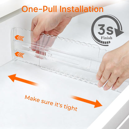 4 Pack 4" High Drawer Dividers for Clothes, 10.2"-16.5" Expandable | Dresser Drawer Organizers, Adjustable Plastic Clear Drawer Separators for Kitchen, Baby Clothing, Socks & Underwear Storage
