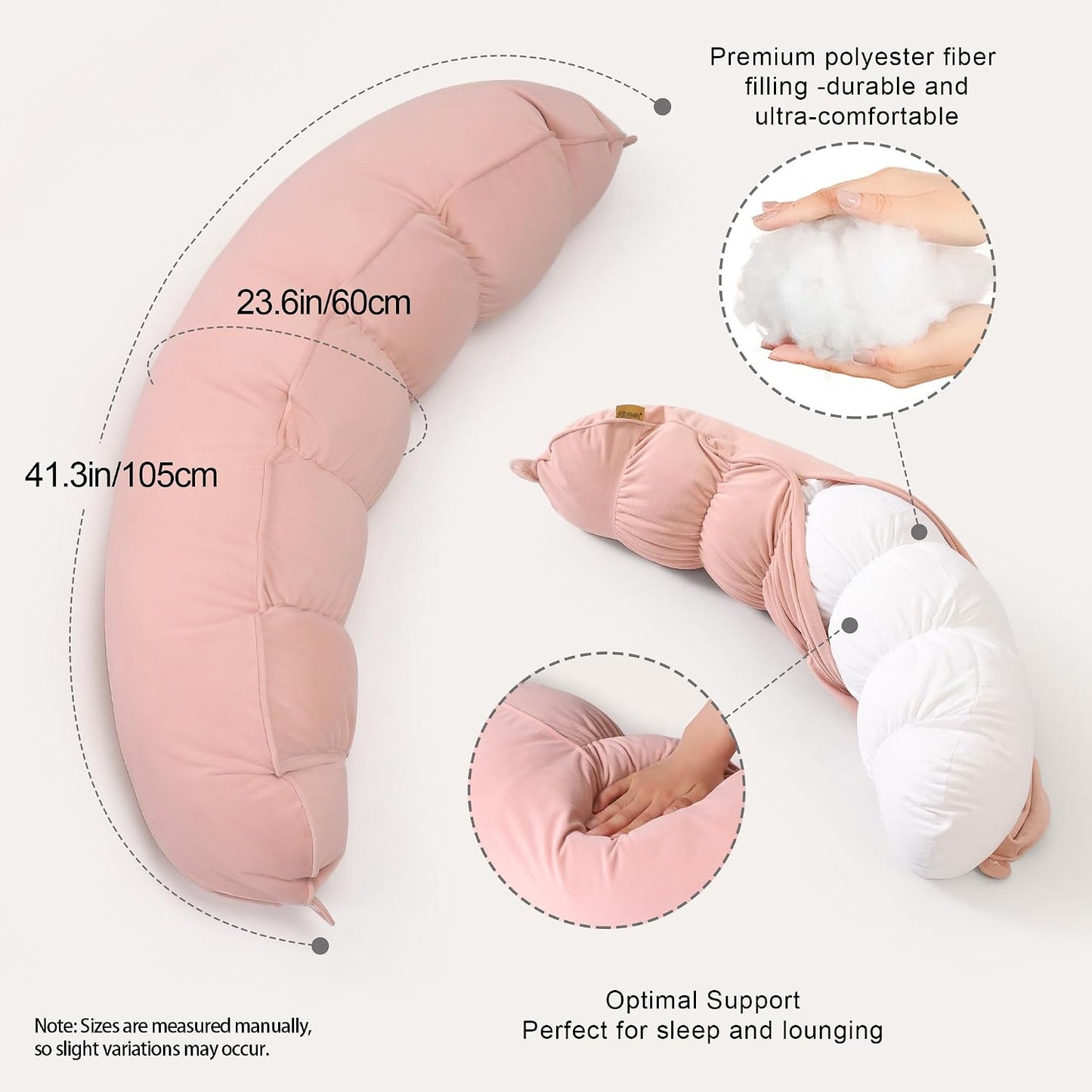 Peallow(Pat. Pend) – Long Round Body Pillow for Adults, Bolster Pillow for Sleeping, Soft and Supportive Pillow for Sleeping & Lumbar Support (Green-White, 29.5")