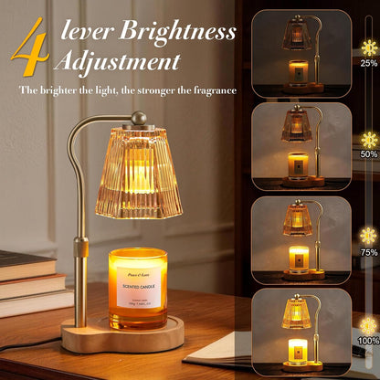 Candle Warmer Lamp with Timer & Dimmable Settings, Adjustable Height Flameless Scented Wax Melter for Jar Candles, Elegant Home Decor Warmer Lamp with 2 Bulbs, Gift for Women Mom Friend Family, White