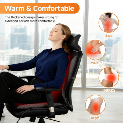 Heated Seat Cushion for Office Chair Back and Seat Warmer Pad with 110V Adapter