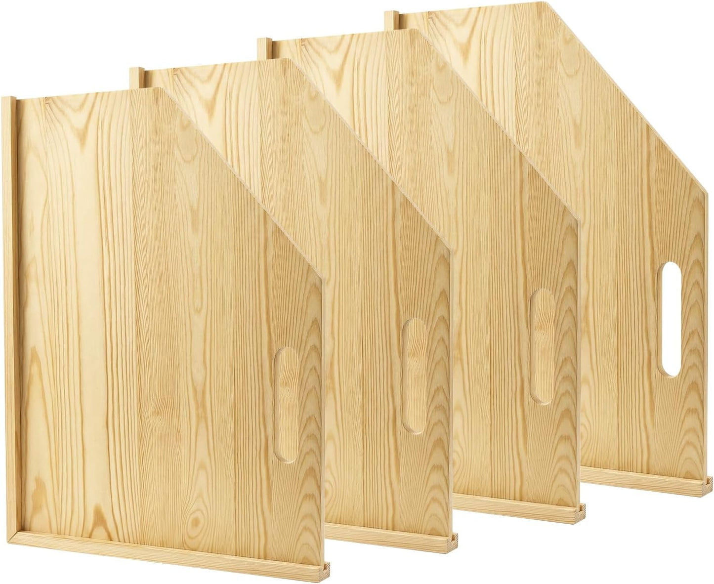 4 Pack Solid Wood Tray Dividers for Cabinet, Cookie Sheet Organizer for Cabinets, Baking Sheet Organizer, No-Cut Kitchen Cabinet Dividers, Cookie Trays for Kitchen, Pantry Storage