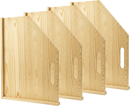 4 Pack Solid Wood Tray Dividers for Cabinet, Cookie Sheet Organizer for Cabinets, Baking Sheet Organizer, No-Cut Kitchen Cabinet Dividers, Cookie Trays for Kitchen, Pantry Storage
