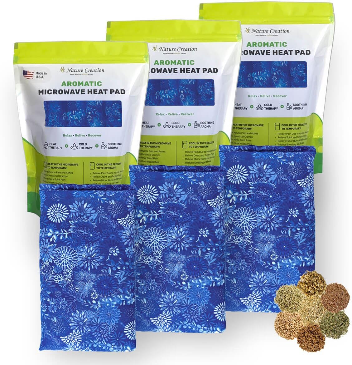Nature Creation Microwaveable Herbal Heating Pad - Microwave Heating Pad for Neck and Shoulders, Cold & Hot Pack, Heat Pack Warming Pad, Microwavable Heating Pads - Pack of 1 (Lavender Flowers)