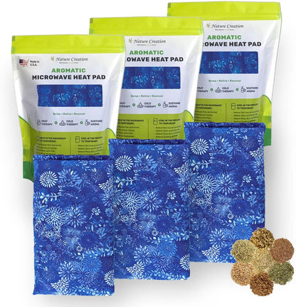 Nature Creation Microwaveable Herbal Heating Pad - Microwave Heating Pad for Neck and Shoulders, Cold & Hot Pack, Heat Pack Warming Pad, Microwavable Heating Pads - Pack of 1 (Lavender Flowers)