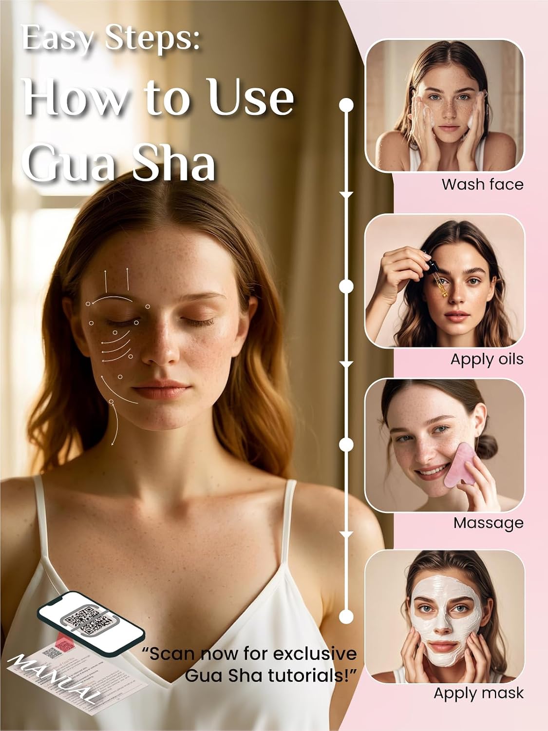 Rena Chris Gua Sha Facial Tools, Stainless Steel Guasha Tool for Acupuncture, Manual Massage Tool for Jawline Sculpting and Puffiness Reducing, Gua Sha Facial Massage Tool, Skin-Care Gift (Silver) | Face Massage Tool for Jawline Sculpting, Puffiness
