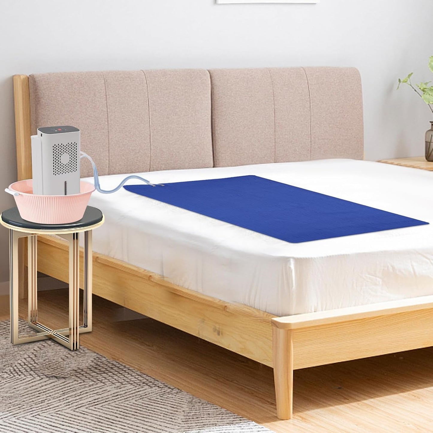 Water Cooling Mattress Pad, Bed Cooling System Mattress, Adjustable Wind Water Bed Cooler Ideal for Hot Sleepers Night Sweats, Low Noise, Single Size 63 X 27.5in