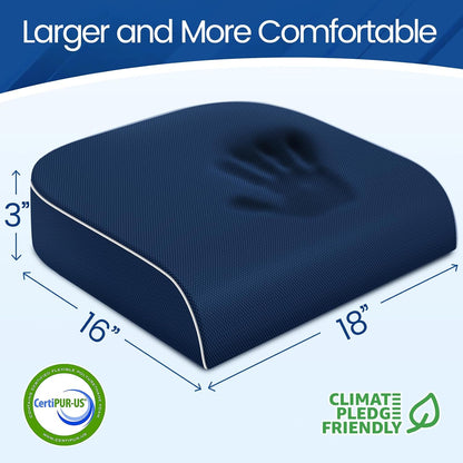 SweetSlubr Memory Foam Seat Cushion, Office Chair Cushion, 3-Inch, Large