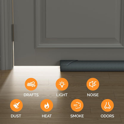 fowong Door Draft Stopper, 36" Adjustable Under Door Noise Stopper, Grey | Durable Door Draft Blocker Helps to Seal Door Gaps, Reduce Drafts, Noise, Dust & Light, Fit Doors 30"–36", Easy to Install