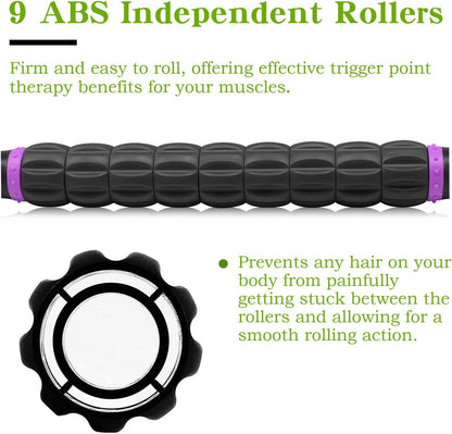 Wooden Cellulite Massage Roller for Legs and Thighs - Handheld Fascia Blaster Tool for Muscle Relief, Lymphatic Drainage & Body Sculpting - Anti Cellulite Massager for Women and Men (12 Wheel)