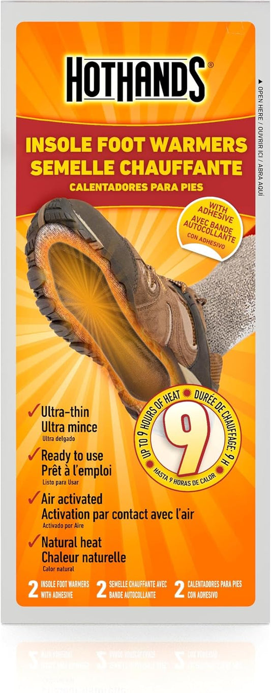 HotHands Insole Foot Warmers - Long Lasting Safe Natural Odorless Air Activated Warmers - Up to 9 Hours of Heat - 16 Pair, Black