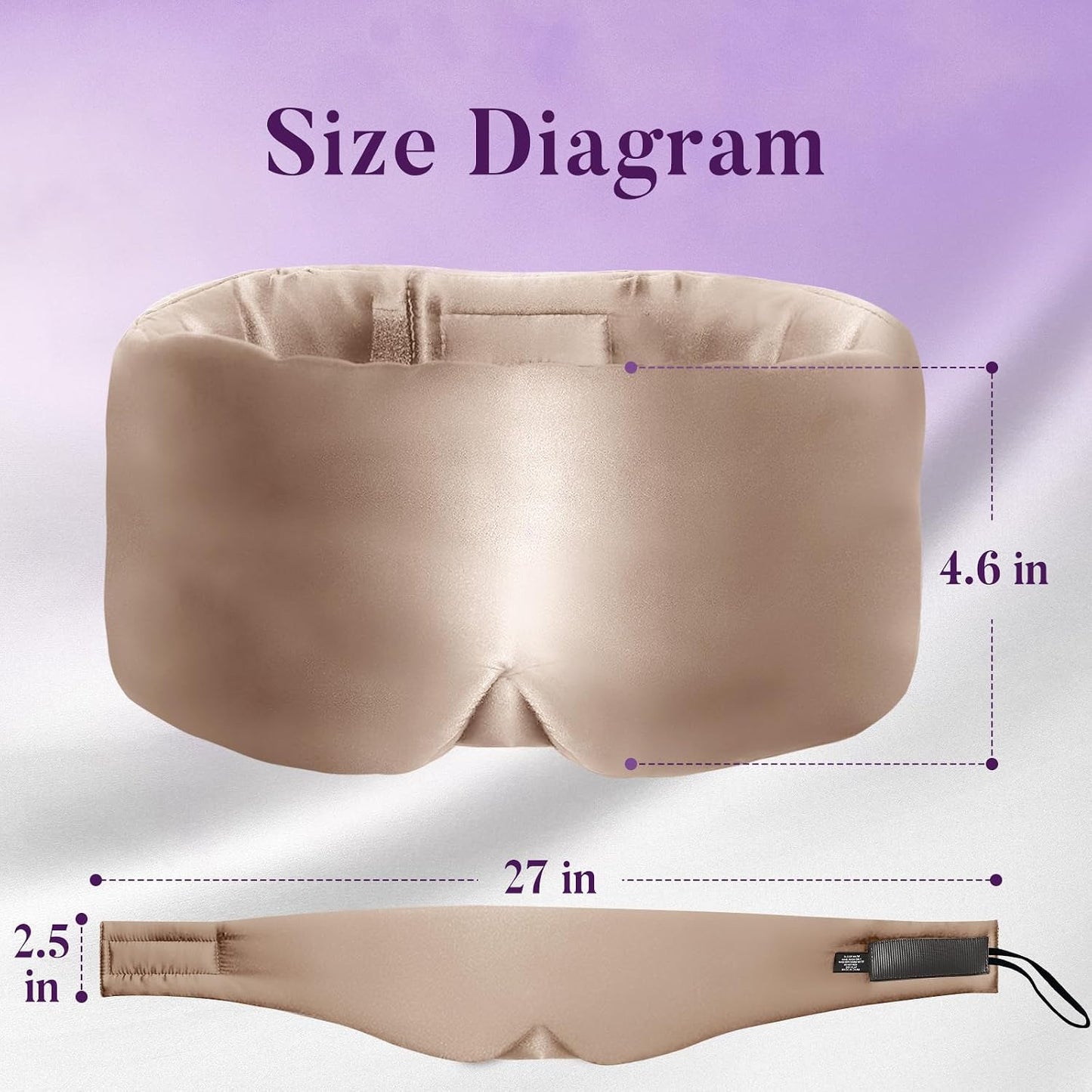 Sleep Mask, Eye Mask Weighted Light Blocking Eye Cover, Travel Mask | Softer Than Silk, Night Sleeping Mask for Women Men, Comfortable Adjustable Band Camel
