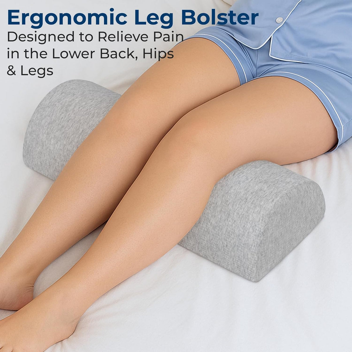 5 STARS UNITED Knee Pillow for Back Sleeping – Half Moon Bolster Pillow for Legs, Under Knee Pillow for Sleeping on Back, Memory Foam Leg Pillow for Back Pain, White