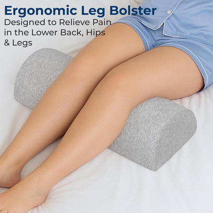 5 STARS UNITED Knee Pillow for Back Sleeping – Half Moon Bolster Pillow for Legs, Under Knee Pillow for Sleeping on Back, Memory Foam Leg Pillow for Back Pain, White