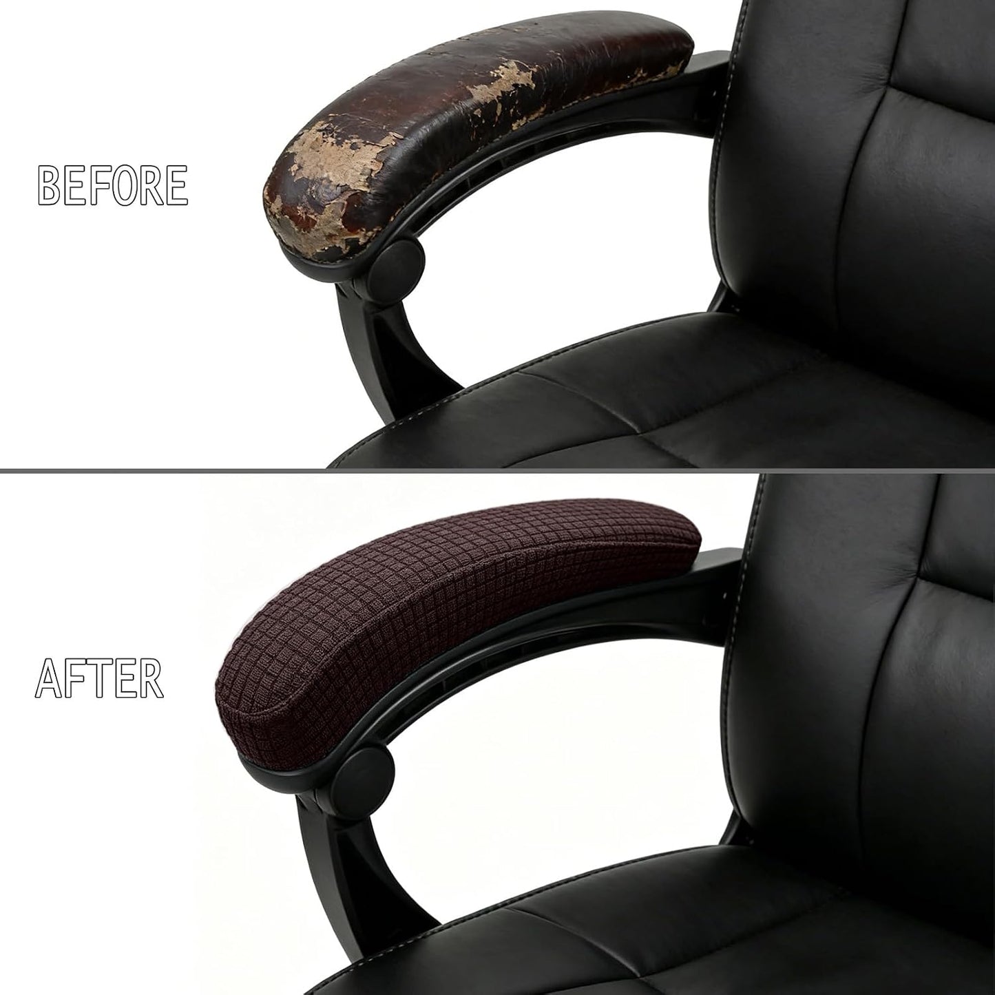 Melaluxe Office Chair Armrest Covers, Stretchable Removable Washable Chair Arm Covers, Elastic Desk Computer Gaming Chair Arm Rest Protector Slipcovers (Black)