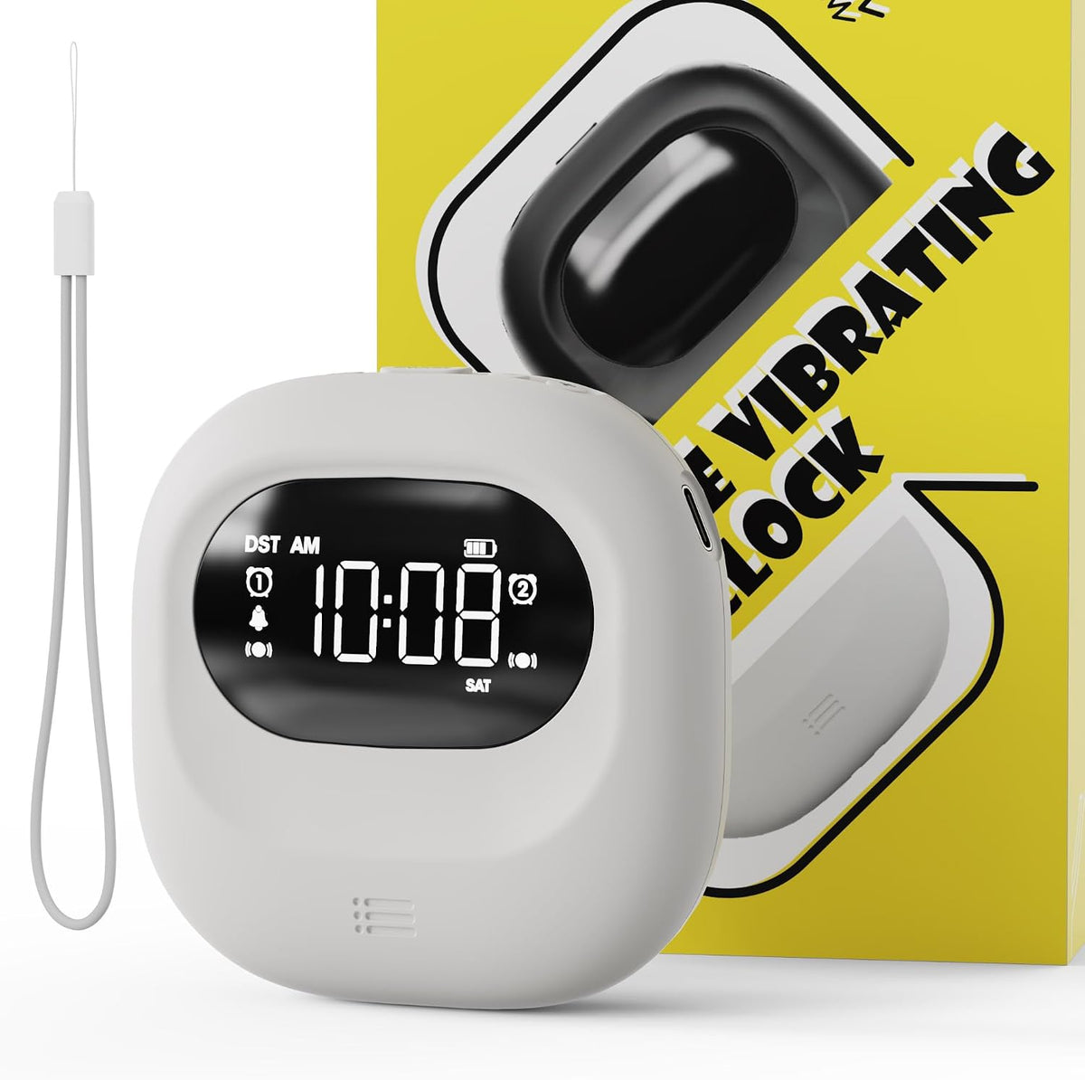 Vibrating Alarm Clock Bed Shaker Travel Clock, Rechargeable 3000mAh Battery